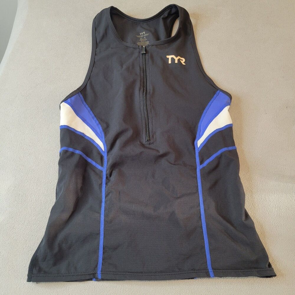 TYR Competitor Triathlon Cycling Tank Top Size M Men's Blue Black